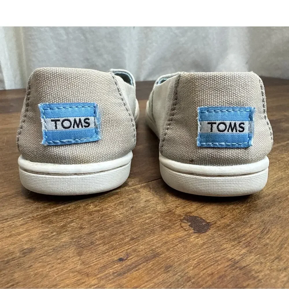 TOMS Alpargata Slip-On Shoe Geometric Blue Gray & Tan Print Toddler Size 7